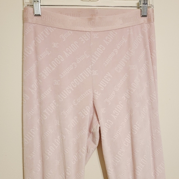 Juicy Couture | Women's Light Pink Logo Print Velour PJ Leggings (Size Medium) - Picture 3 of 13